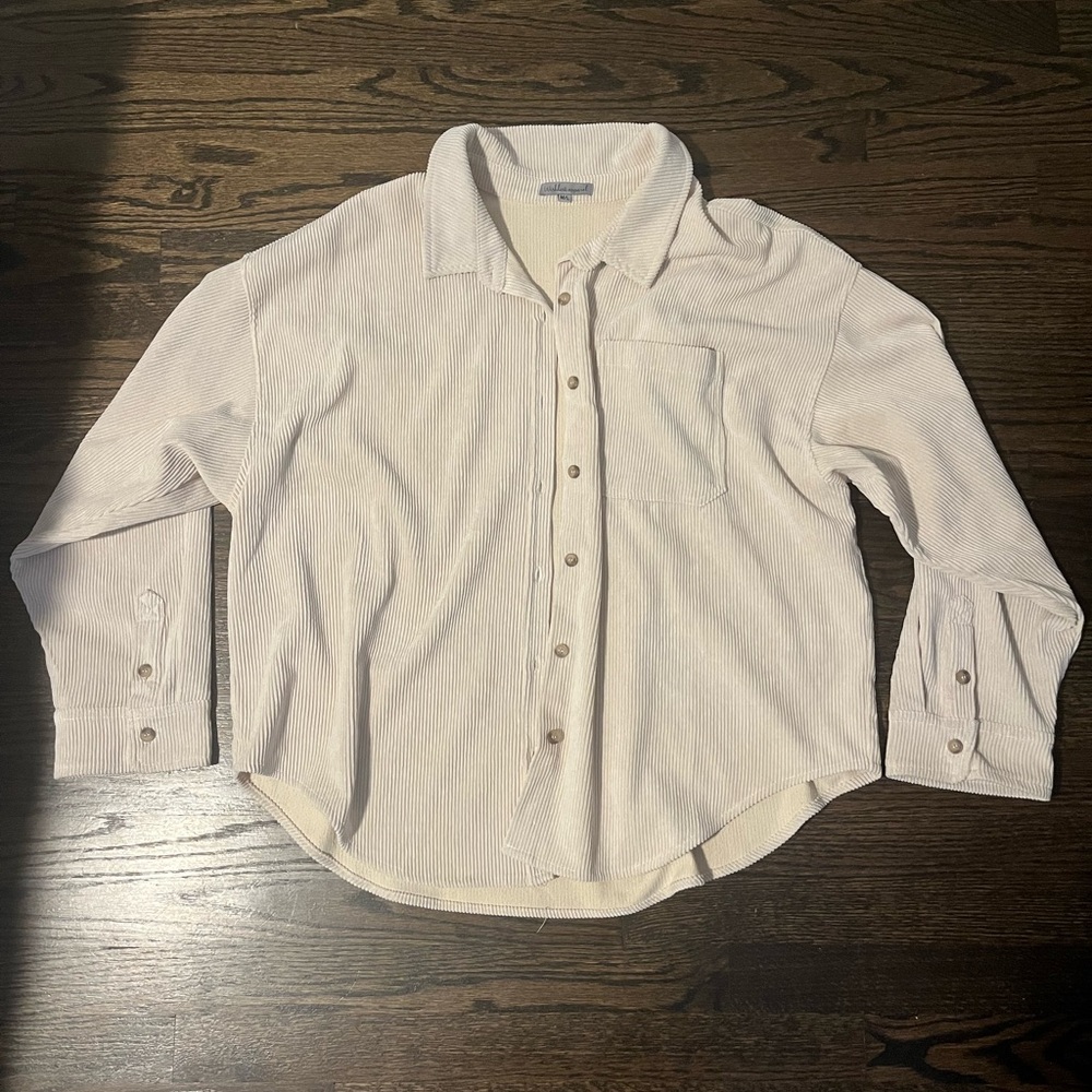 Cream Faux Corduroy Button down